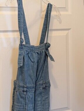 Pilcro by Anthropologie Denim Jumpsuit Size 31 Boho Wide Leg Prairie Pinafore